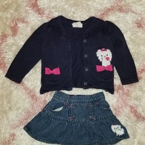 Skirt sweater and pink top